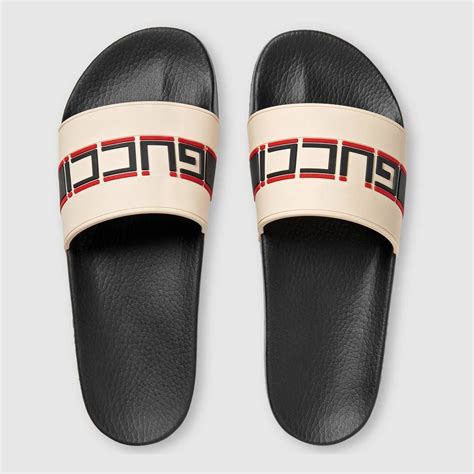 black and red gucci slides|fluffy Gucci slides.